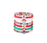 4~8Pcs Christmas Bracelets Set for Fridends Women Colorful Adjustable Layered Friendship Bracelets Merry Christmas Gifts Stocking Stuffers & Party Favors, S, Plastic, no gemstone
