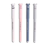 4/8pcs Erasable Rollerball Pens Friction Pens with Cartoon Design Cute Pigs Panda Pattern, Erasable Gel Pen Easy to Rub for Kids Students Adults (4pcs/Black Ink)
