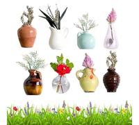4/8PCS Mini Bud Vases Magnetic, Mini Vase Magnet, 3D Cute Plant Vase Fridge Magnets, Ceramic Vase Refrigerator Magnets, DIY Funny Office Decoration (8Pcs)