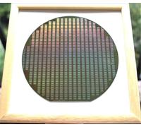 4-8''Silicon Wafer IC Lithography Sample Semiconductor Display Piece for Technology Decoration and Educational Demonstration (6"(No.2+Light Frame))