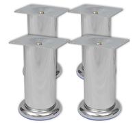 Vidaxl Sofa Legs 8 Pcs Round Chrome 60 Mm, Silver