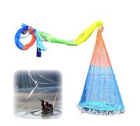 4.9-11.8' Radius Multicolor Beginners Throw Cast Net, Folded Monofilament Spin Network Bait Fish Net for Lakes Rivers Shoal(Radius 2.7m/8.9ft)