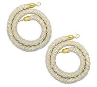 4.9/6.5/8.2/9.8/11.5/13/14.7/16.4 ft Stanchion Hemp Rope with Gold Plated Hooks, Crowd Control Line Barrier, Milky-White