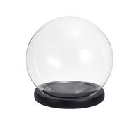 4.9" Clear Cloche Glass Dome, Glass Bell Jar Globe Display Case Tabletop Centerpiece with Black Wooden Base
