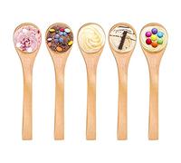 4.9 inch Length Mini Wood Kids Spoons30pcs Wooden Spoons for Ice-cream Sugar Honey Coffee Teaspoon Kitchen Condiment Table Spoon Spoons