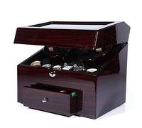 4+9 Watch Winder for Automatic Watches Display 5 Modes Storage Case Piano Paint Black Gloss Wrist Watch Winder Rotator Deluxe Silent Motor with Drawer with Lock-34×25×30CM