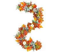 4.9Ft Artificial Autumn Garland Maple Leaf Pumpkin Berry Wreath Farmhouse