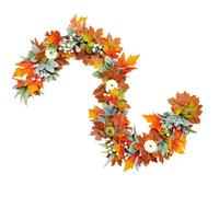 4.9FT Fall Garland Artificial Maple Leaf Pumpkin Berry Mantel Decoration