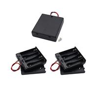 4 AA Battery Holder with ON/Off Switch Wire Leads and Screw Cap Case Back Cover Spring Clip Storage Box 4X 1.5V 6V Volt Connection Bundle Batteries Holder Cell Charger Cord Cable Wire (3-Pack)