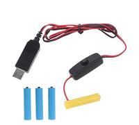 4 AAA Dummy Battery Adapter USB Power Supply Switch Battery Eliminator Cable Replace 4 AAA Batteries for Remotes Camera Toys LED Strip