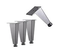 4 Adjustable Stainless Steel Furniture Legs, Modern Sofa Feet, 15cm/5.9in Brushed Cabinet Legs, Durable Replacement Legs with Screw Protector, Gun Black Finish - Set of 4