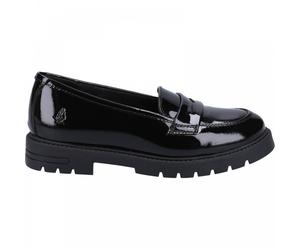 (4 (Adults'), Black) Hazel Patent SNR Black Girls Slip On School Shoes