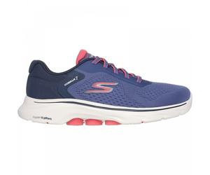 (4 (Adults')) GO WALK 7 - Cosmic Waves | Navy/Coral | Womens Lace Up Trainers