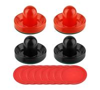 4 Air Hockey Pushers and 8 Pucks 2.5 inch Pucks for Family Game Tables Party Black and Red, 96x60mm