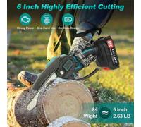 4 And 6 Inch Cordless Electric Chainsaw, Handheld Wood Cutter, 2 Into 21V Battery Set, Lightweight And Portable