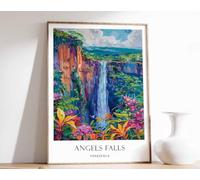 4 Angel Falls Poster Venezuela Poster Waterfall Poster Travel Poster South America Poster Jungl Poster A5 - Wall Art Home Decor Movie Poster Canvas Film Cinema Retro Vintage Cult Classic Nostargic Sa