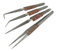 4 ANGLED straight self locking soldering tweezers watch jewellers hand free set (120)