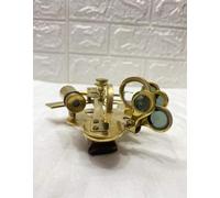 4" Antique Maritime Nautical Compass Sextant Vintage Marine Astrolabe Ship's Instruments with Wooden Box - Brass Ship Sextant Vintage Style Brass Sextant fully Warking Sextant
