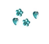 4 Aqua Turquoise Gem Hearts & Flowers Shoe Charms For Crocs & Jibbitz Wristbands