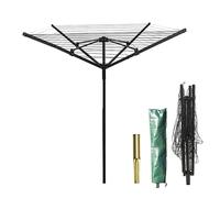 4 Arm 40M Rotary Washing Line for Outdoor Garden, Portable Folding Washing Line Rotating Clothes Airer Dryer with Ground Spike & Cover, Black