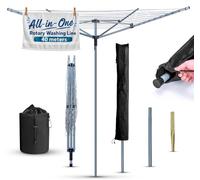4 Arm 40M Washing Line Rotary with Peg Bag, Rotary Washing Line Outdoor