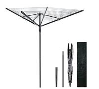 4 Arm 50M Rotary Washing Line Heavy Duty Clothes Airer Dryer for Outdoor & Garden, Folding Large Rotary Clothes Line with Metal Ground Spike and Cover, Black