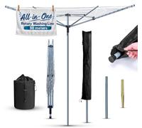 4 Arm 50M Washing Line Rotary with Peg Bag, Rotary Washing Line Outdoor