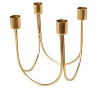 4-Arm Gold Taper Candle Holders - Metal Candlestick Centerpiece for Fireplace Mantel, Table Decor Taper Candle Holders Gold Candlestick Holder