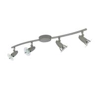 URBNLIVING Pocket 4-Arm LED Ceiling Spotlight Track Light Bar, Warm White GU10, Grey Finish - Modern Adjustable Directional Lighting for Home & Office