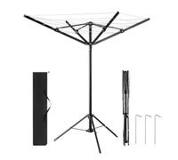 4 Arm Rotary Washing Line 16m Freestanding Portable Rotary Airer, Camping Washing Line with 3 Stable Legs Foldable Airer Dryer with Carry Bag Clothes Airer for Caravan,Indoor, Outdoor