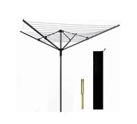 4 Arm Rotary Washing Line - 60M Outdoor Clothes Washing Line for Outside - Foldable Garden Rotary Outdoor Clothes Dryer Rotary Airer with Free Ground Washing Line Spike and Cover