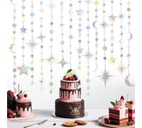 4 articles Rainbow Hanging Paper Garland Rainbow Glitter Star moon Circle Dot for Kids Decoration for Birthday Party Wedding Decor