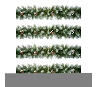 Shop4allsorts set of 4 snow tipped Christmas garland decoration with white berries and pinecones - premier artificial green tree garland - stair fireplace garland - 270cm 2.7m x 20cm
