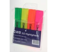 5 Star Highlighters Whitebox – Assorted 4-Pack, Chisel Tip 1–4mm, Non-Toxic Ink