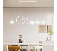 4 Balls Kitchen Island Linear Pendant Light Gold Remote Control Dimmable LED Stripes Linear Chandelier White Mid Century Long Hanging Lamp for Dining Room Living Room Office