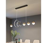 4 Balls Kitchen Island Linear Pendant Light Gold Remote Control Dimmable LED Stripes Linear Chandelier White Mid Century Long Hanging Lamp for Dining Room Living Room Office