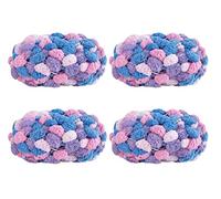 4 Balls Pomp-A-Doodle Yarn,100% Polyester Jelly Bean POM-POM Ball Yarn for Crochet Knitting Blanket Mat Pet Nest 600g (Blueberry Night)