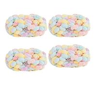 4 Balls Pomp-A-Doodle Yarn, 100% Polyester Jelly Bean POM-POM Ball Yarn for Crochet Knitting Blanket Mat Pet Nest 600g (Macaroon)
