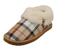 (4) Barbour Eloise Tartan Bootie Womens Slippers in Hessian