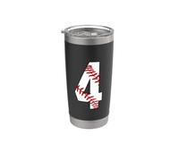#4 Baseball Laces 4th Birthday Boy Four Years Number 4 Stainless Steel Insulated Tumbler