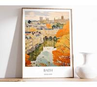 4 Bath Poster England Poster Travel Poster Bath Print Georgian Architecture Poster Roman Baths A4 Poster on Canvas - Wall Art Home Decor Movie Poster Canvas Film Cinema Retro Vintage Cult Classic Nos