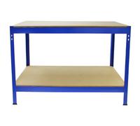 4 Bay 180cm x 90cm x 45cm Blue 5 tier (280KG Per Shelf) 1400KG Capacity | With 1 x Workbench | Garage Shed Storage Metal Shelving Units