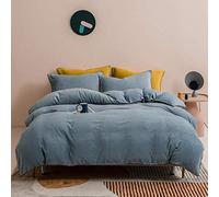 4 Bedding Pure Color Milk Velvet Thick Flannel Cover Double 4-Piece Crystal Quilt Cover-Powder_2.0m Four-Piece Set (Blue 1.2m bed three)