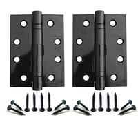 4" Black Grade 11 Ball Bearing Fire Rated Hinges Pair + Screws FRELAN