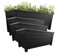4 Black Large Grosvenor Troughs Long Flower Planters For Home & Garden