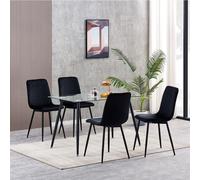 MCC Direct Dining Chairs Velvet Fabric Lexi Set Of 4 Black By Mcc