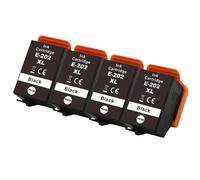 Go Inks 4 Black Ink Cartridges to replace Epson 202XLBk Compatible/non-OEM for Epson Expression Photo Printers