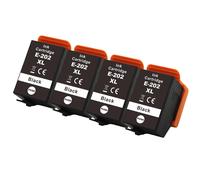 Go Inks 4 Black Ink Cartridges to replace Epson 202XLBk Compatible/non-OEM for Epson Expression Photo Printers