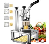 4-Blade Commercial Vegetable Chopper, Manual Potato Cutter w/ 9/12mm Strips & Fruit Corer, Stainless Steel Slicer for Fries/Salads (40x30x20cm)