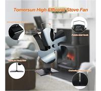TOMERSUN 4 Blades Stove Fan Heat Powered Wood/Log Burner Fan Eco Friendly Heat Circulation for Wood/Log Burner/Fireplace
